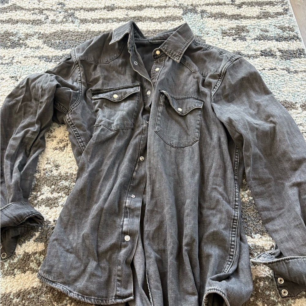 Gray Denim Button-Up Shirt